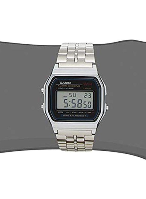 Casio Men’s Digital Watch A159WA-N1DF – Stainless Steel Silver Strap, Square Vintage Design, Quartz Movement