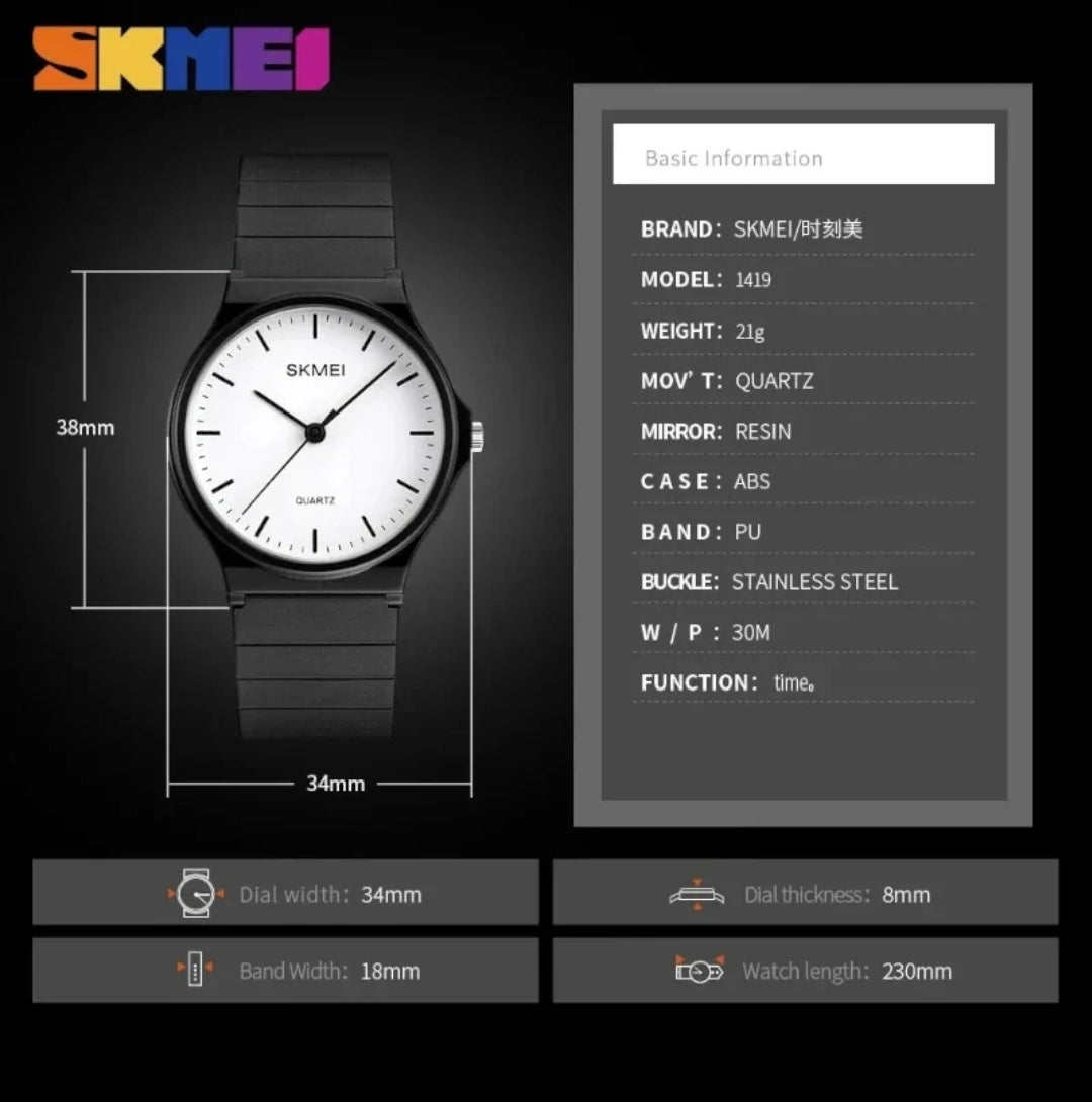 Women’s SKMEI 1491 Watch – Minimal Elegant Black Design | Lightweight & Practical for Daily Wear