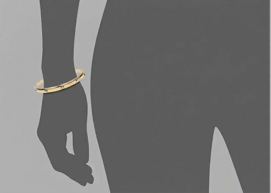 Women's Gold-Tone Stainless Steel Open Cuff Bracelet – Modern Design with Decorative Metal Studs#015
