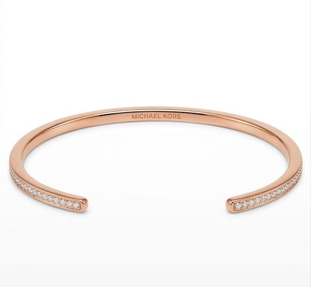 Michael Kors Open Cuff Bracelet for Women – Elegant Rose Gold-Tone Fashion Jewelry#011