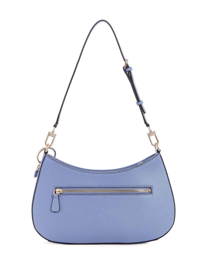 GUESS Noelle Saffiano Shoulder Bag – Baby Blue Quilted Faux Leather with Logo Charm