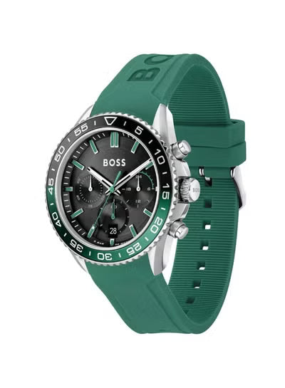 Hugo Boss Runner Men’s Watch 1514246 – Black Dial with Green Silicone Strap
