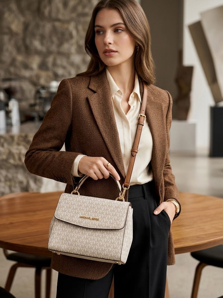 Michael Kors women's handbag with brand logo print and handle #0035