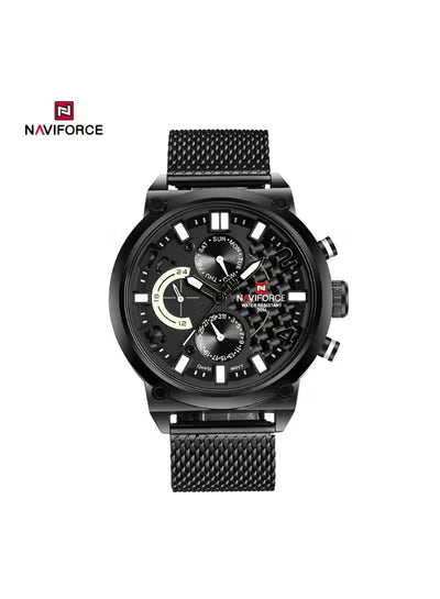 Naviforce Men’s Watch NF9068S-B-W-B – Black Dial, Black Metal Strap, Multifunction Quartz, 47mm