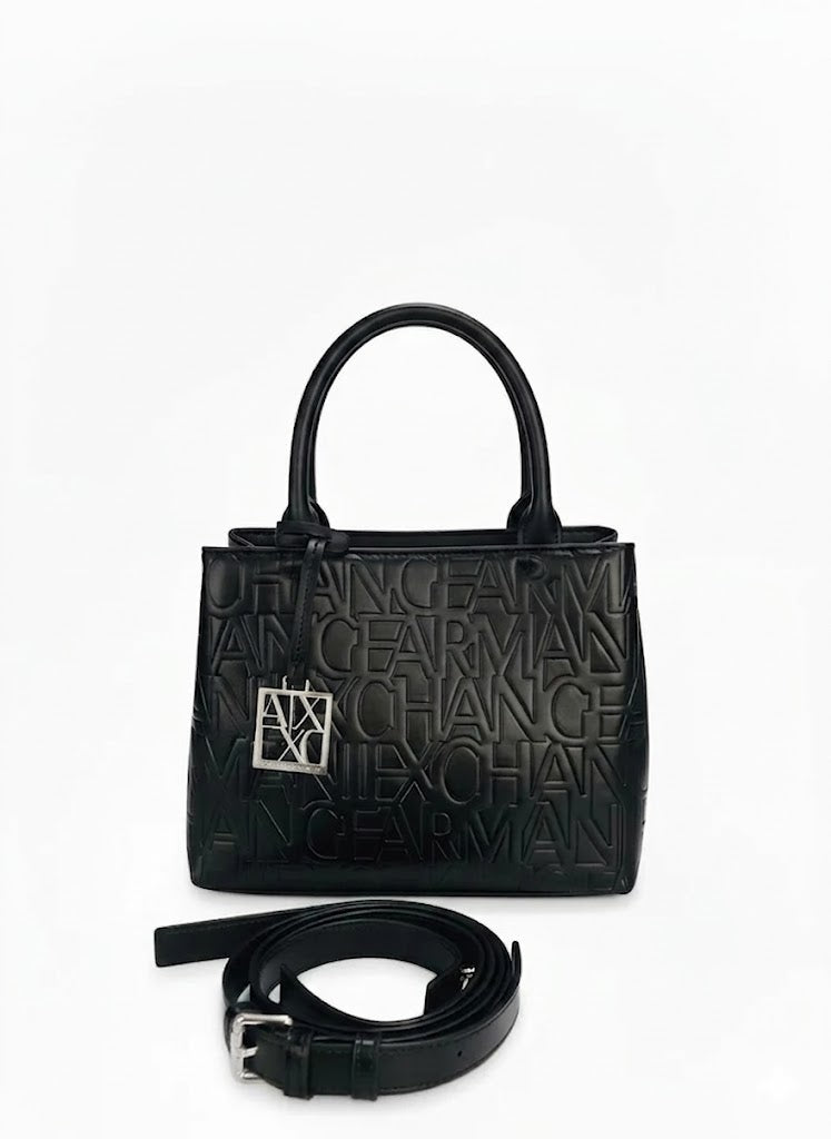 A|X Armani Exchange Black Embossed Logo Tote Bag – Sophisticated Style, All-Day Versatility #7