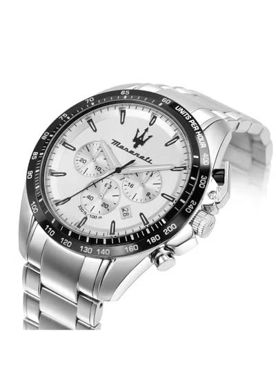 Maserati Modena Men’s Watch R8873612049 – Silver Dial, Stainless Steel Bracelet, 46mm Quartz Chronograph