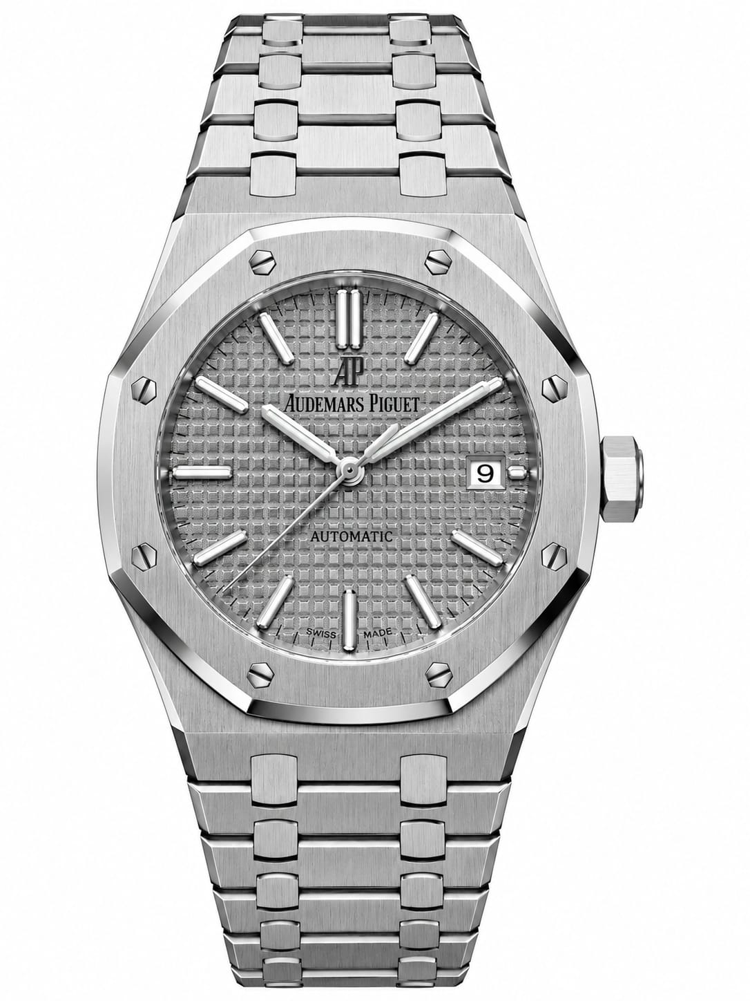 Audemars Piguet Royal Oak Selfwinding Men's Automatic Watch – 41mm Stainless Steel Case, Grey Tapisserie Dial, Integrated Metal Bracelet