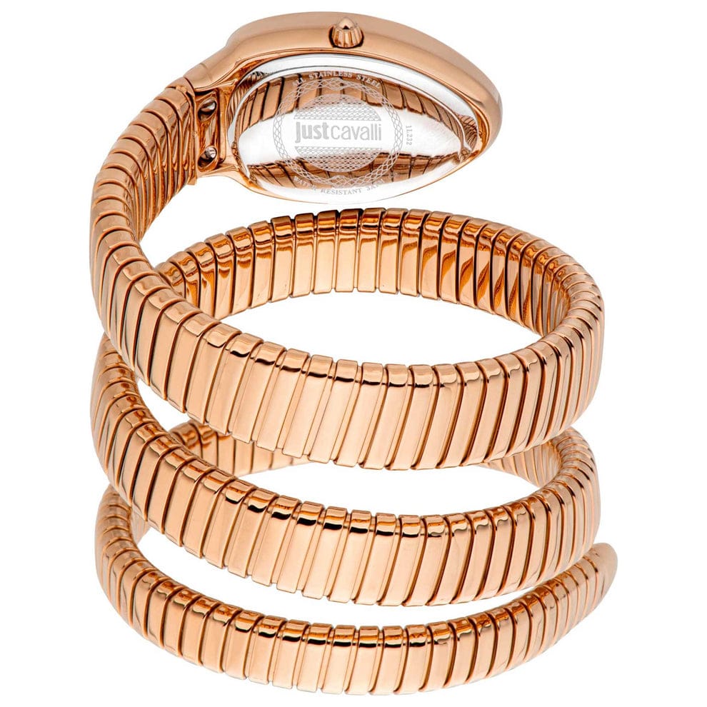 Just Cavalli Signature Snake Women’s Watch JC1L232M0045 – Green Dial, Rose Gold Stainless Steel Bracelet, Quartz Fashion Watch