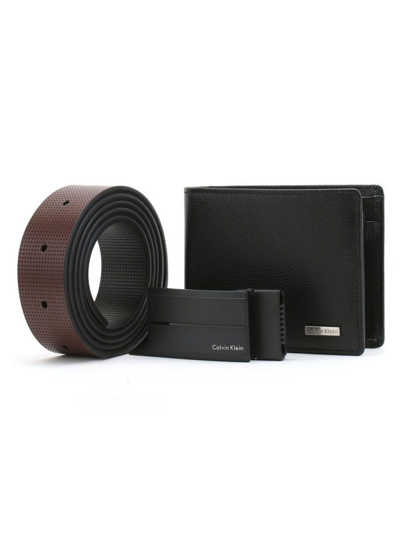 CK Black Leather Wallet-Belt Set For Men #8