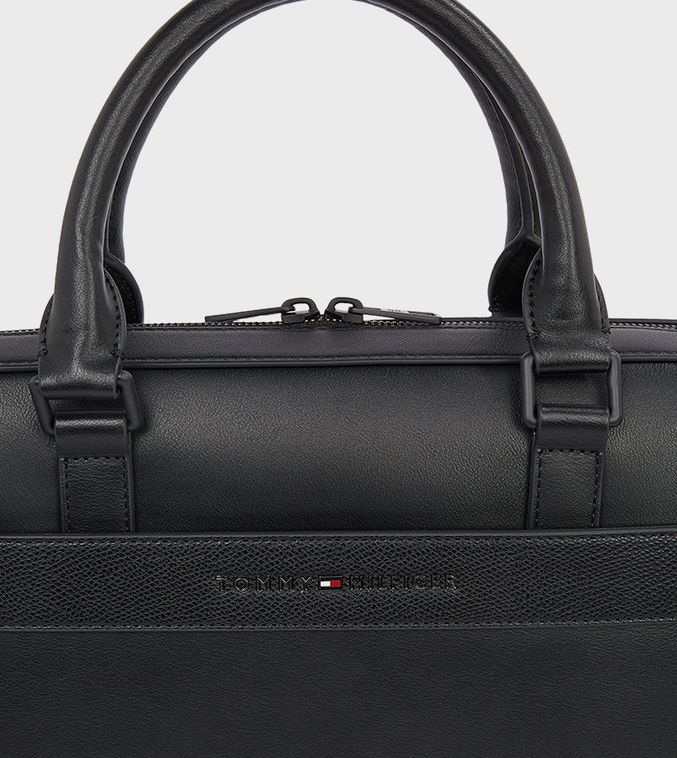Tommy Hilfiger Men's Black Laptop Bag – Professional Business Briefcase for Work & Daily Commute#BL-03