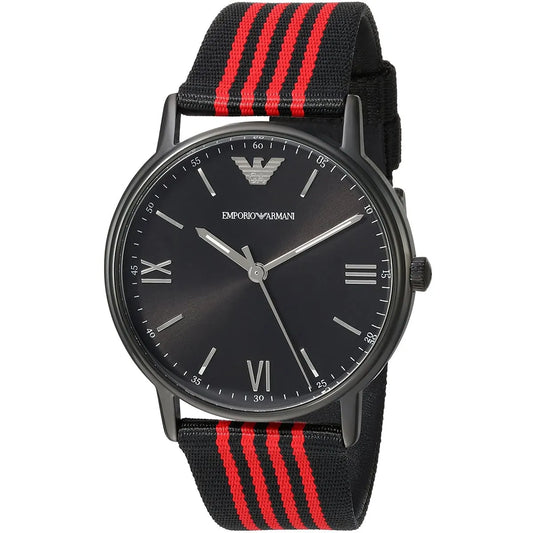 Emporio Armani Men’s Watch – Model AR11015 | Sporty Elegance with Black & Red Fabric Strap