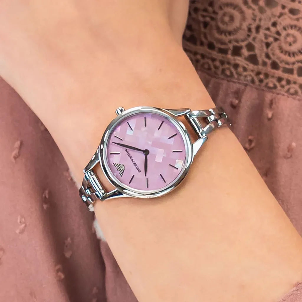 Emporio Armani Aurora AR11122 Women’s Watch – Purple Dial Stainless Steel Elegant Slim Fashion Watch