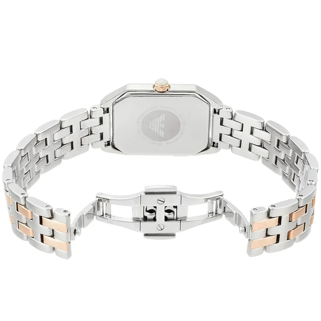 Emporio Armani Gioia AR11146 Women’s Watch – Square White Dial Two-Tone Stainless Steel Elegant Fashion Watch