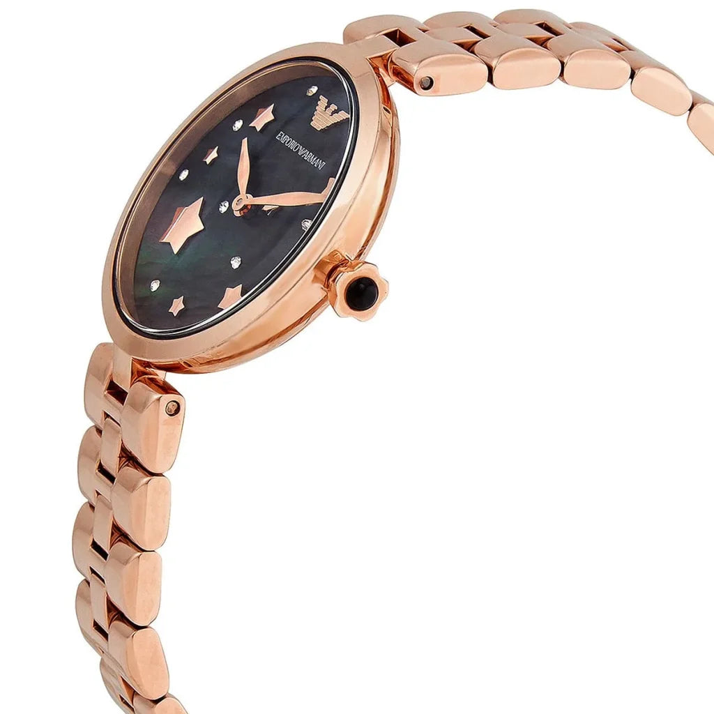 Emporio Armani Arianna AR11197 Women’s Watch – Black Dial Rose Gold Stainless Steel Elegant Fashion Watch