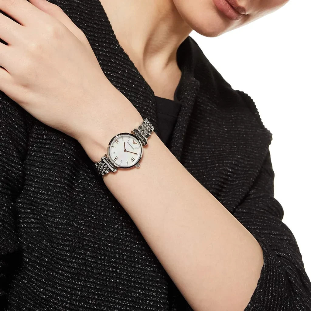 Emporio Armani Gianni T-Bar AR11204 Women’s Watch – White Dial Stainless Steel Elegant Fashion Watch