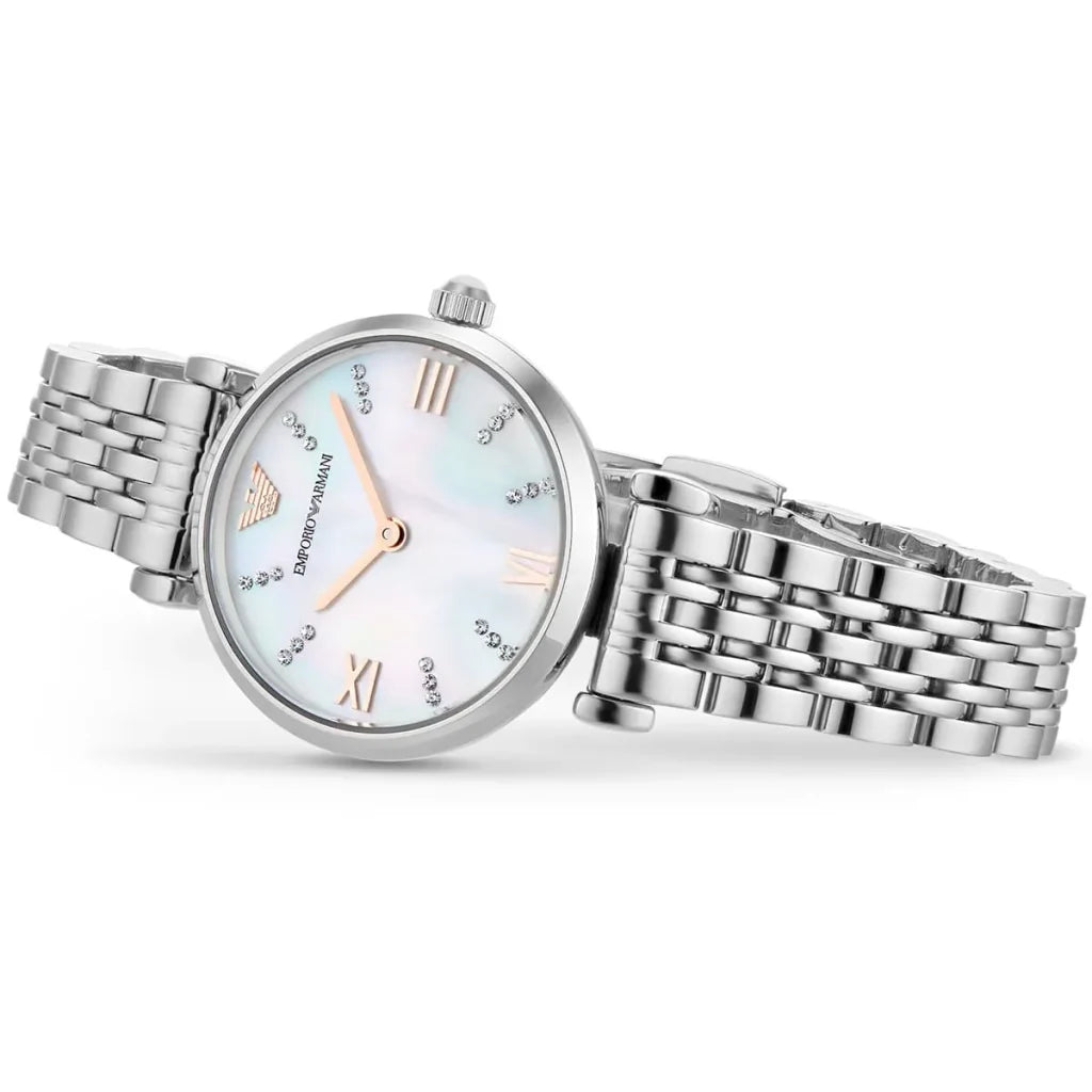 Emporio Armani Gianni T-Bar AR11204 Women’s Watch – White Dial Stainless Steel Elegant Fashion Watch