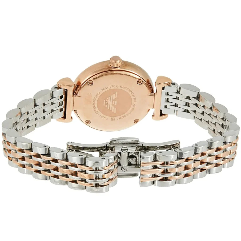 Emporio Armani Gianni T-Bar AR11223 Women’s Watch – Pink Dial Two-Tone Stainless Steel Elegant Fashion Watch