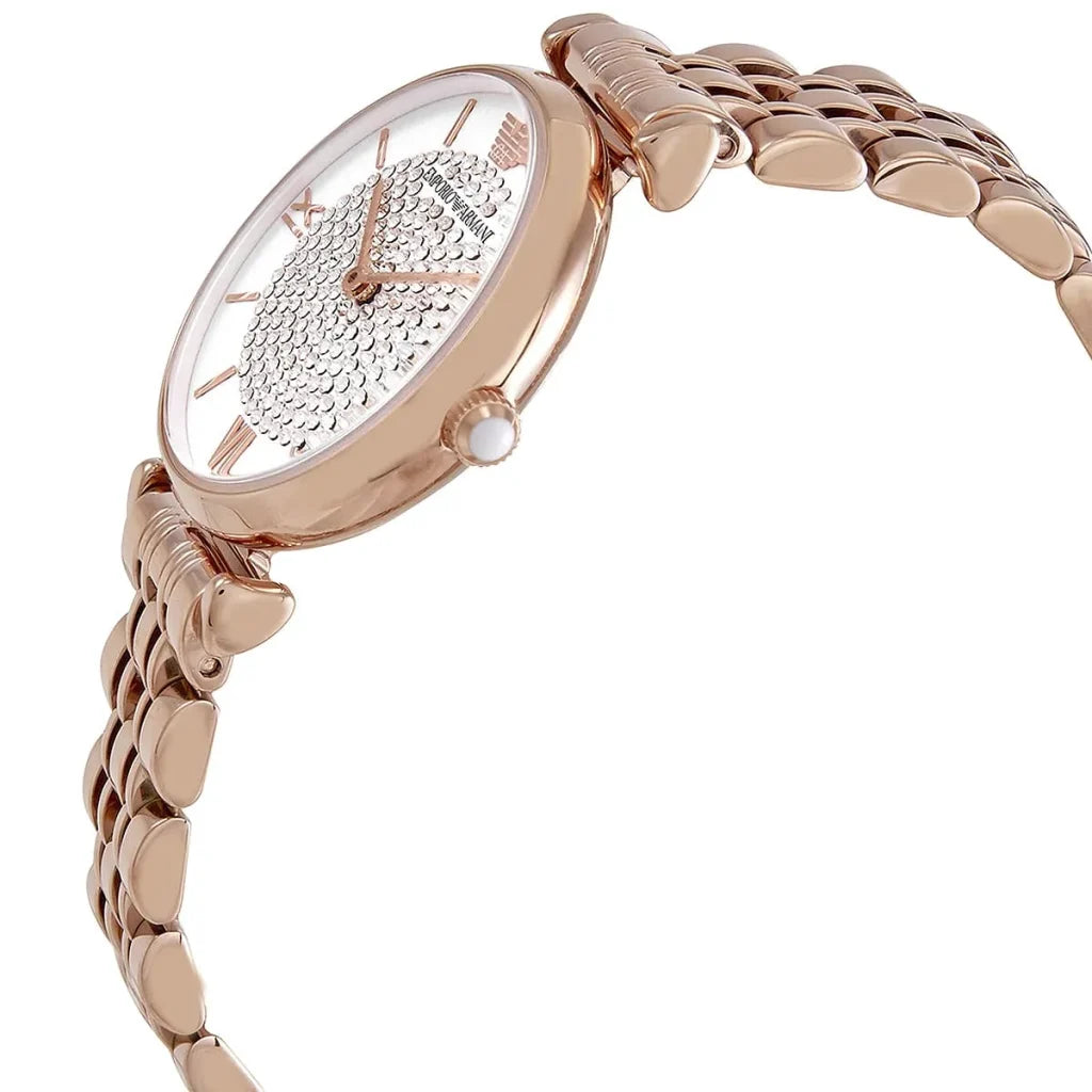 Emporio Armani Gianni T-Bar AR11244 Women’s Watch – White Dial Rose Gold Stainless Steel Elegant Fashion Watch