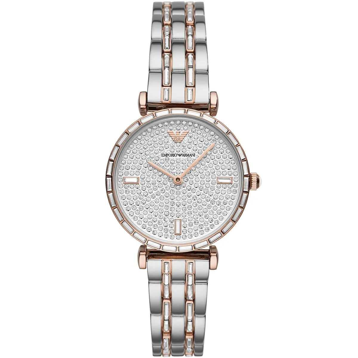 Emporio Armani Gianni T-Bar AR11293 Women’s Watch – Silver Dial Two-Tone Stainless Steel Elegant Fashion Watch
