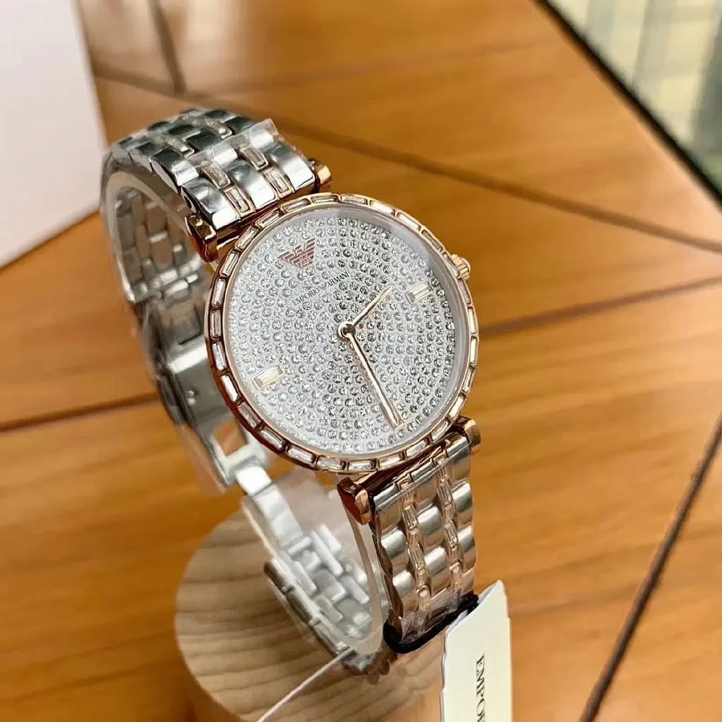 Emporio Armani Gianni T-Bar AR11293 Women’s Watch – Silver Dial Two-Tone Stainless Steel Elegant Fashion Watch
