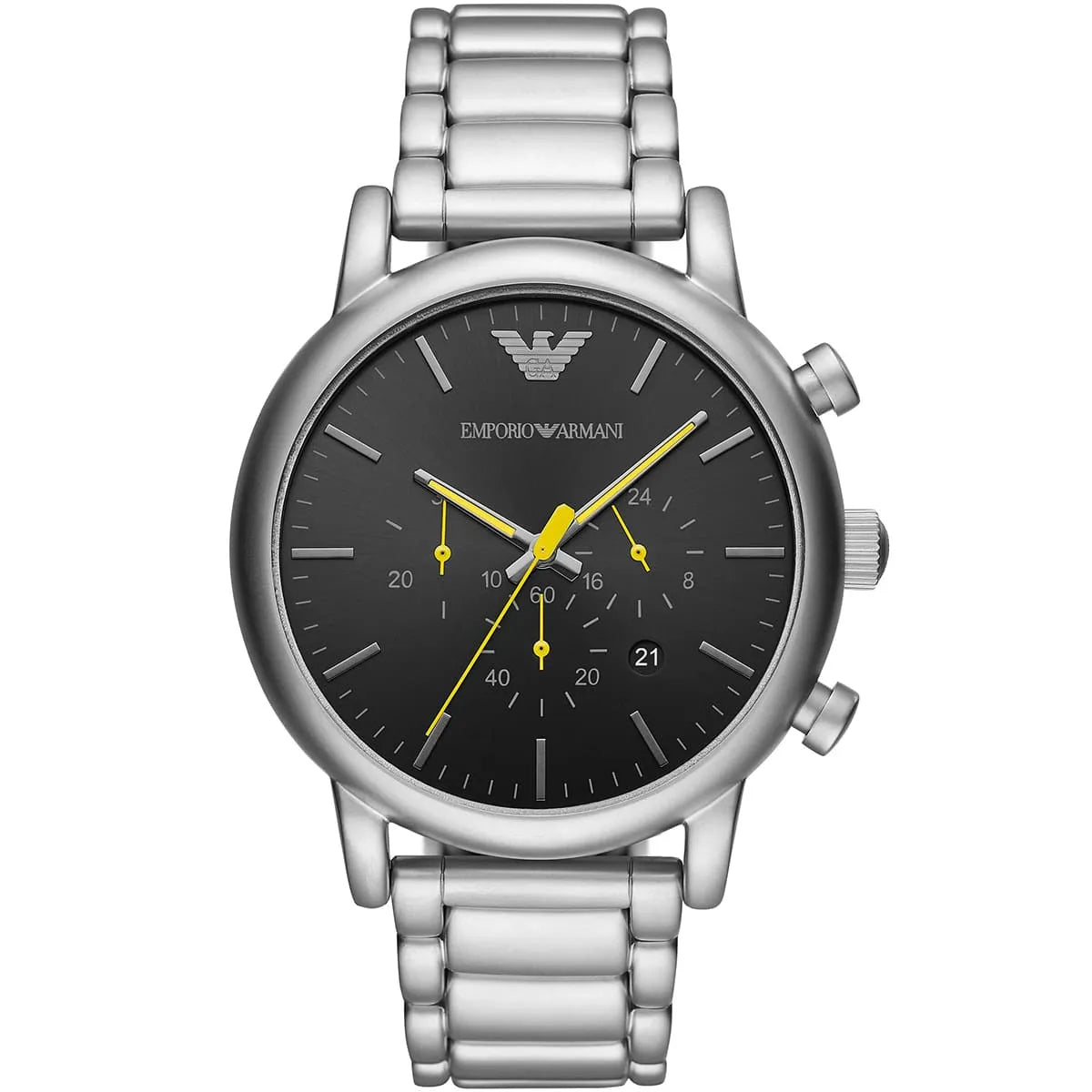 Emporio Armani Luigi AR11324 Men’s Watch – Black Dial Stainless Steel Chronograph Style 46mm Luxury Fashion Watch