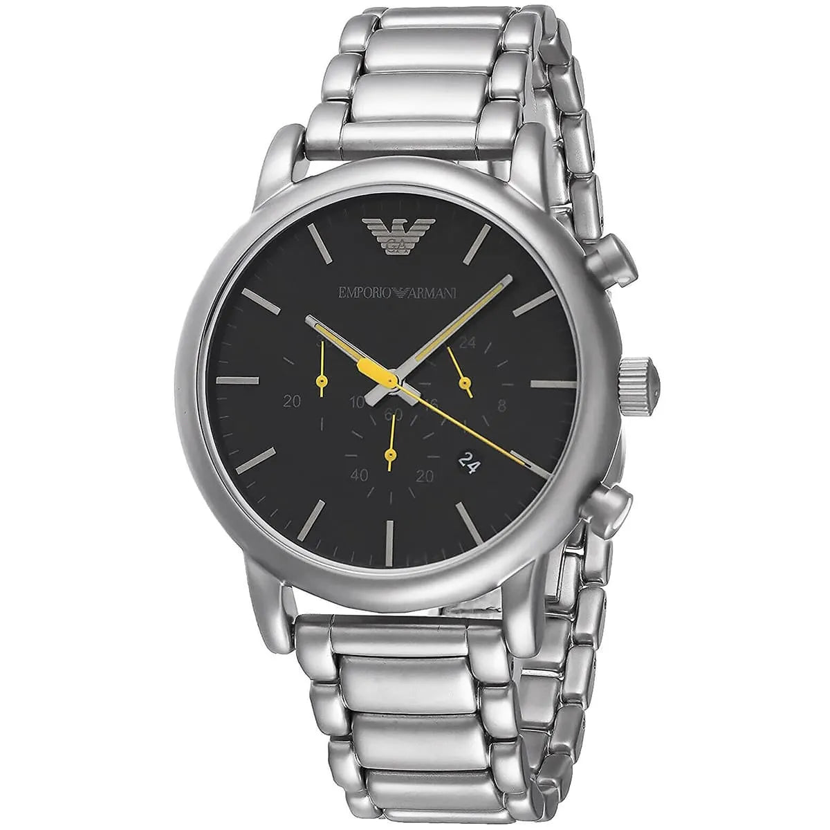 Emporio Armani Luigi AR11324 Men’s Watch – Black Dial Stainless Steel Chronograph Style 46mm Luxury Fashion Watch
