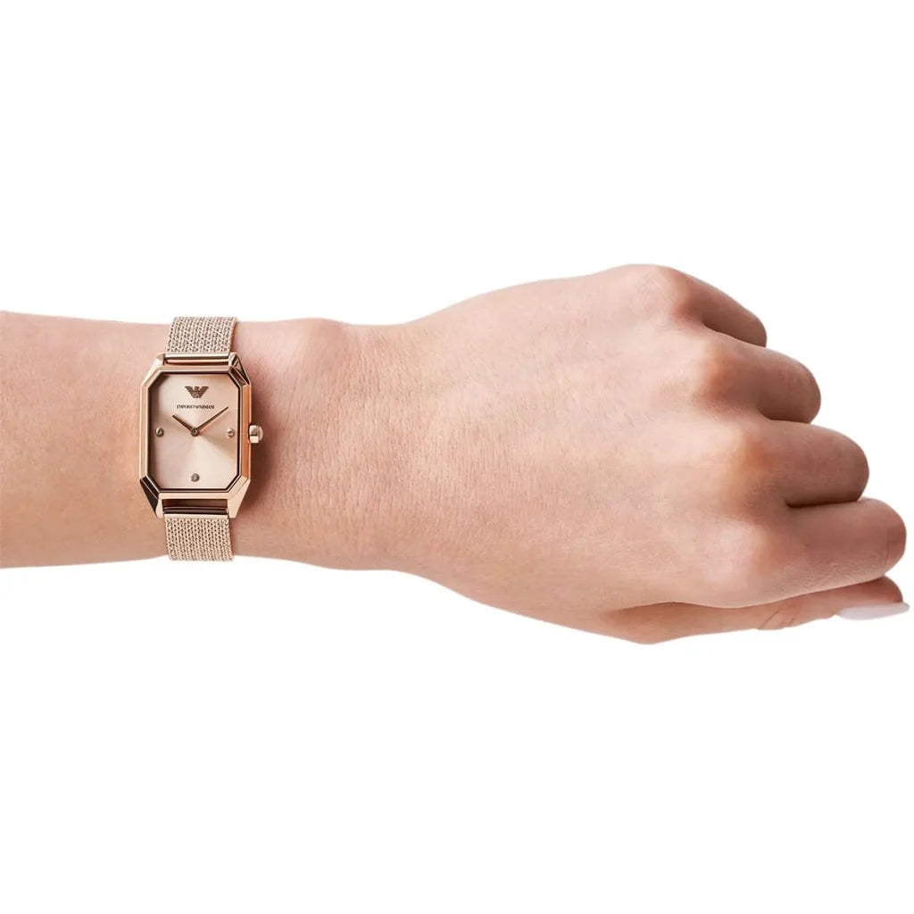 Emporio Armani Gioia AR11347 Women’s Watch – Rose Gold Square Stainless Steel Elegant Fashion Watch