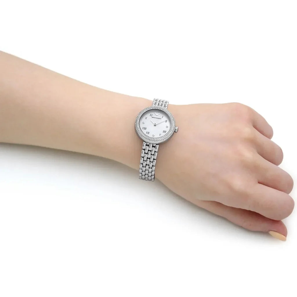Emporio Armani Rosa AR11354 Women’s Watch – White Dial Stainless Steel Elegant Fashion Watch