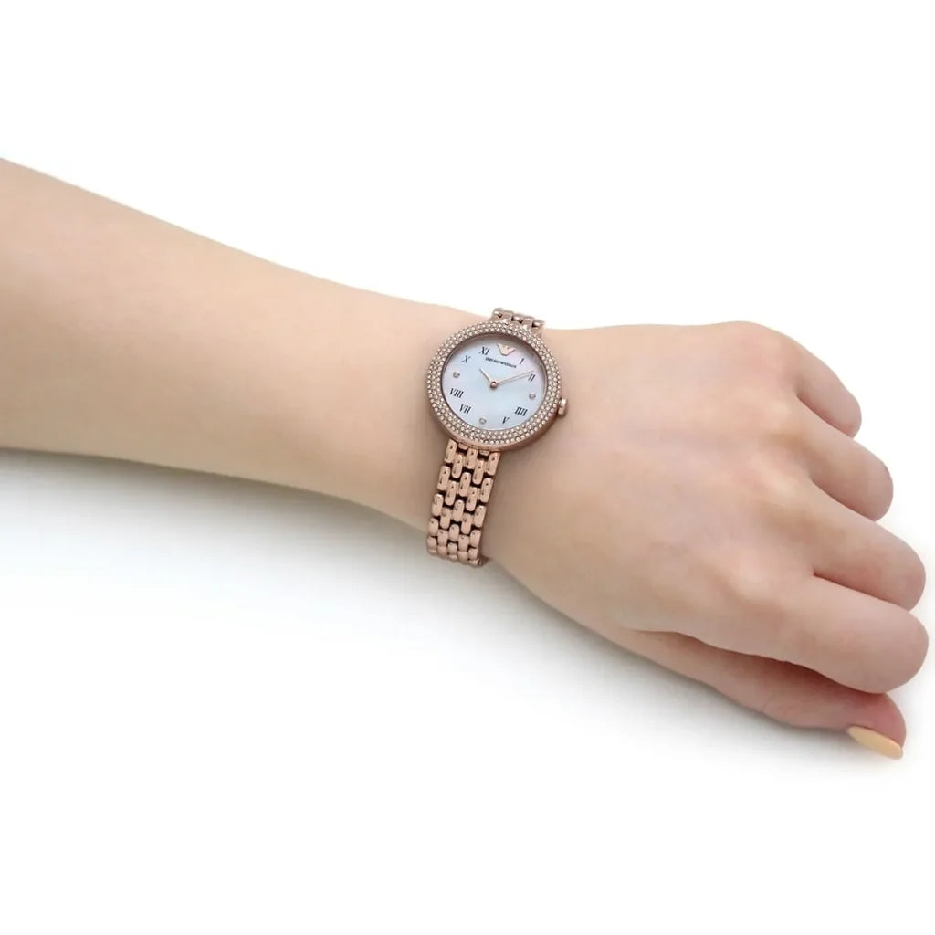 Emporio Armani Rosa AR11355 Women’s Watch – White Dial Rose Gold Stainless Steel Elegant Fashion Watch
