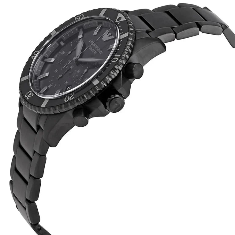 Emporio Armani AR11363 Diver Men's Watch – Black Dial, Black Stainless Steel Bracelet, 43mm Quartz, 100M Water Resistant