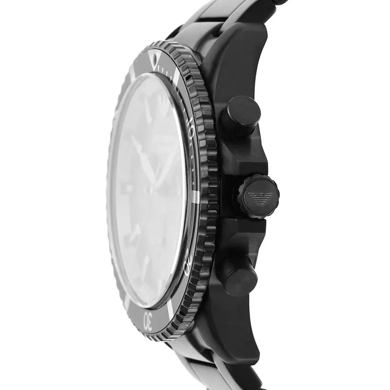 Emporio Armani AR11363 Diver Men's Watch – Black Dial, Black Stainless Steel Bracelet, 43mm Quartz, 100M Water Resistant