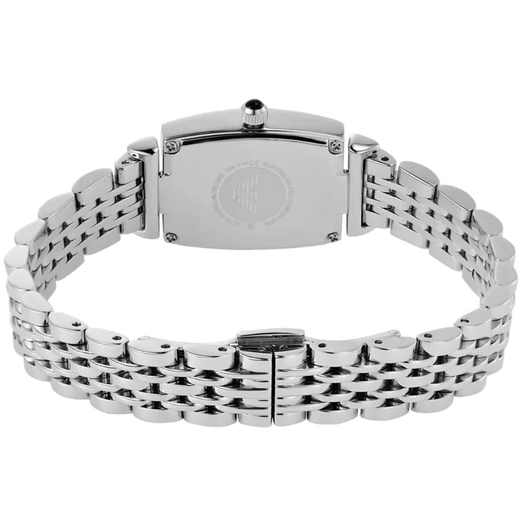 Emporio Armani Gianni T-Bar AR11405 Women’s Watch – White Dial Square Stainless Steel Elegant Fashion Watch