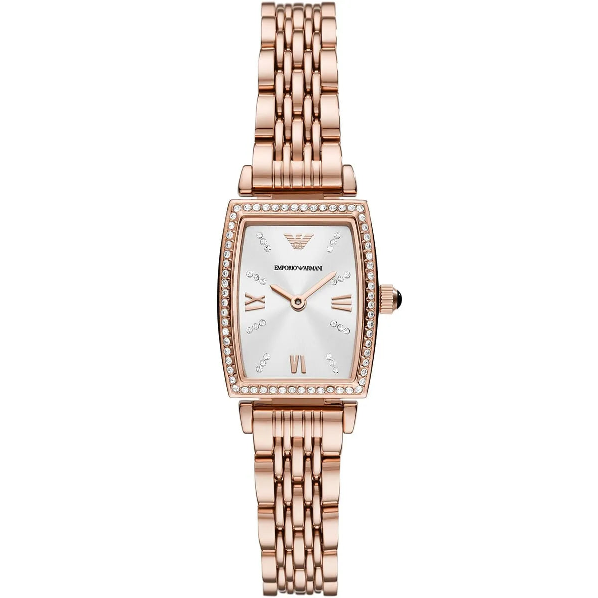 Emporio Armani Gianni T-Bar AR11406 Women’s Watch – Square Silver Dial Rose Gold Stainless Steel Elegant Fashion Watch