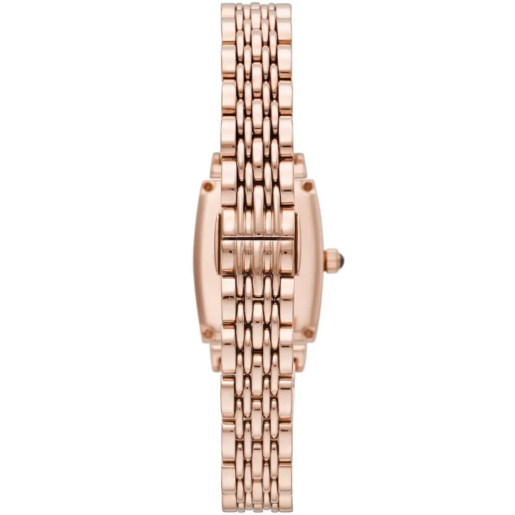 Emporio Armani Gianni T-Bar AR11406 Women’s Watch – Square Silver Dial Rose Gold Stainless Steel Elegant Fashion Watch