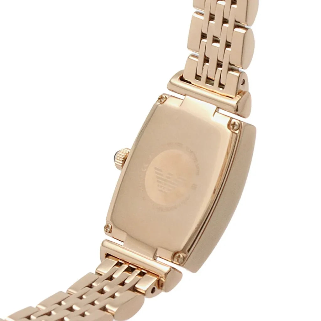 Emporio Armani Gianni T-Bar AR11406 Women’s Watch – Square Silver Dial Rose Gold Stainless Steel Elegant Fashion Watch