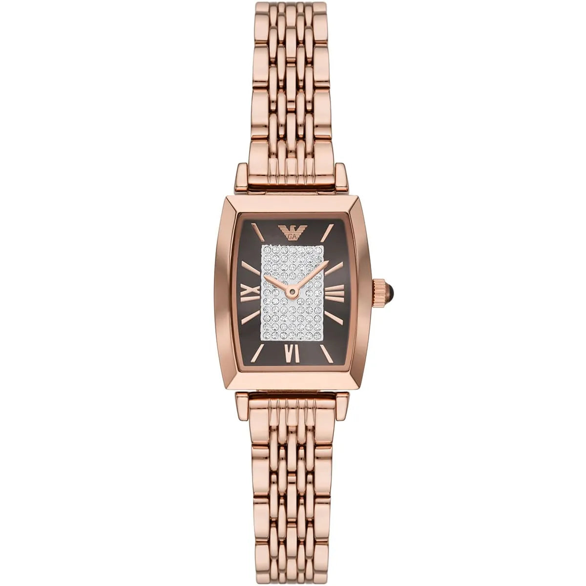 Emporio Armani Gianni T-Bar AR11407 Women’s Watch – Square Brown Dial Rose Gold Stainless Steel Elegant Fashion Watch