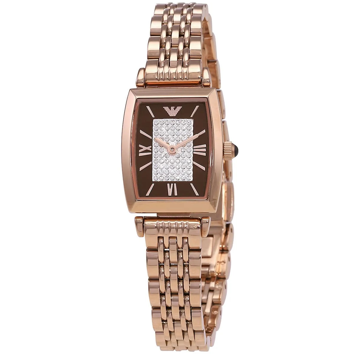 Emporio Armani Gianni T-Bar AR11407 Women’s Watch – Square Brown Dial Rose Gold Stainless Steel Elegant Fashion Watch