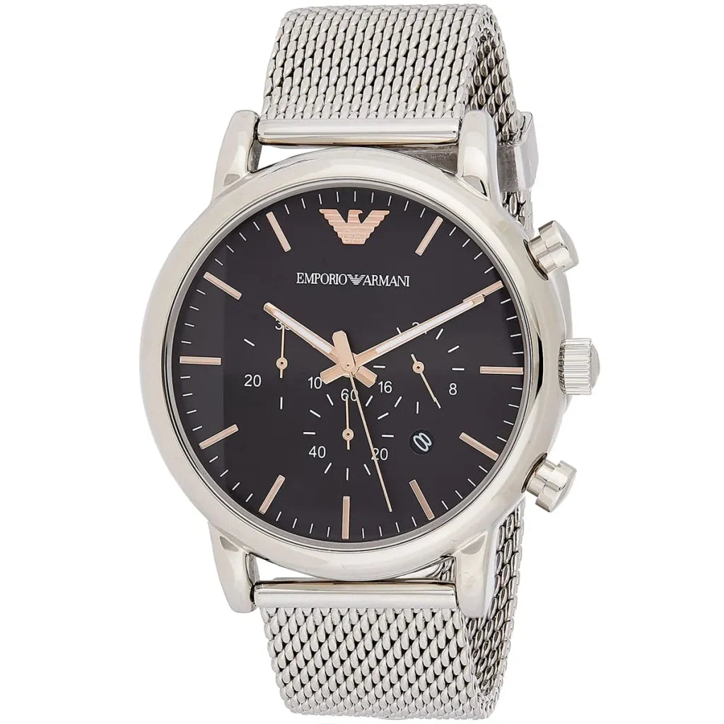 Emporio Armani AR11429 – Men’s Luigi Black Dial Stainless Steel Watch