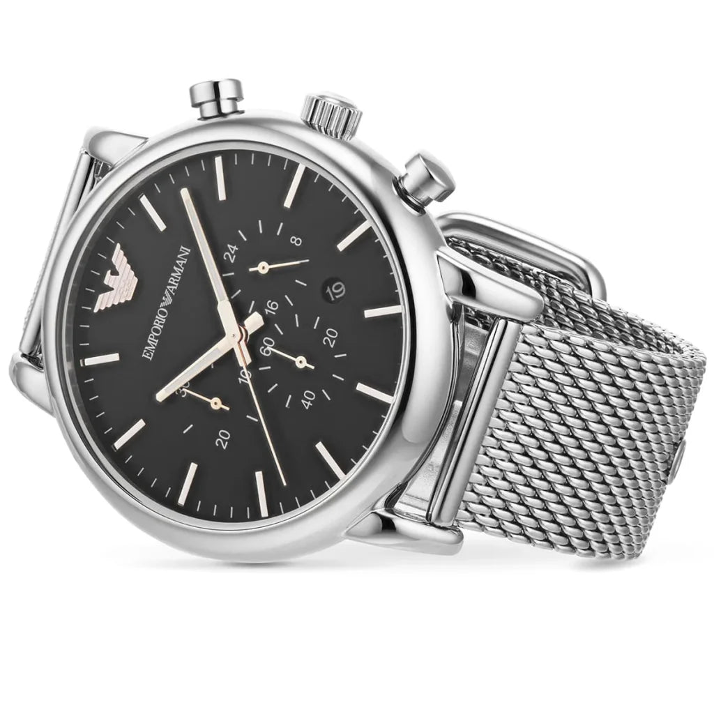 Emporio Armani AR11429 – Men’s Luigi Black Dial Stainless Steel Watch