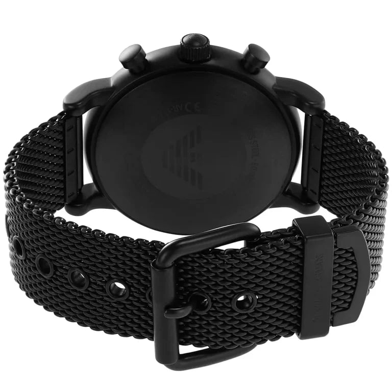 Emporio Armani AR11470 Luigi Men's Chronograph Watch – Green Dial, Black Stainless Steel Strap, 46mm Quartz