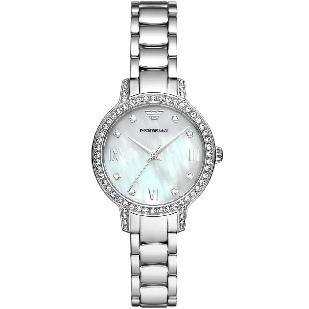 Emporio Armani Cleo Women’s Watch AR11484 – White Dial with Silver Stainless Steel Bracelet