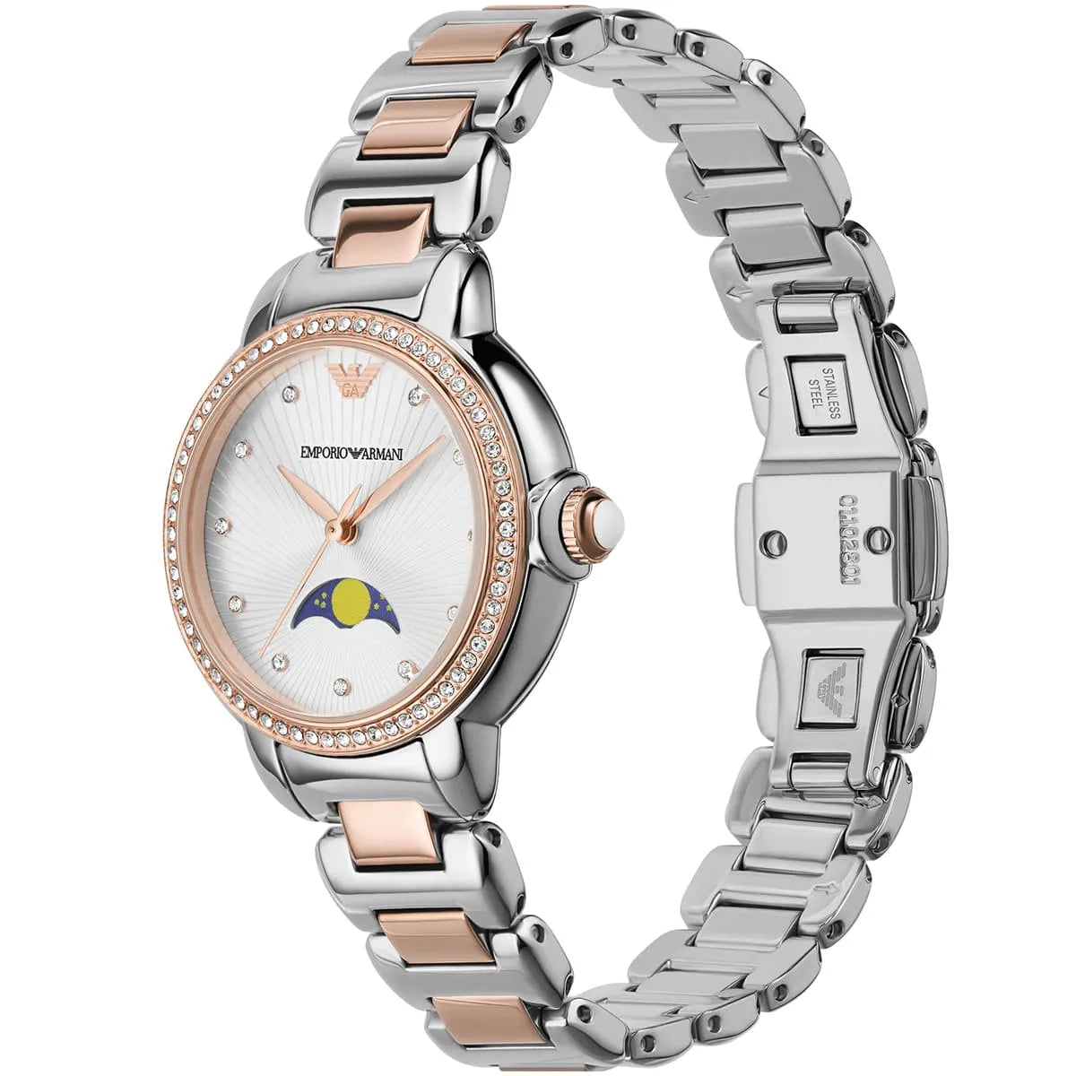 Emporio Armani AR11567 Women’s Watch – Mia Collection Two-Tone Stainless Steel (Silver & Rose Gold) 32mm Elegant Design