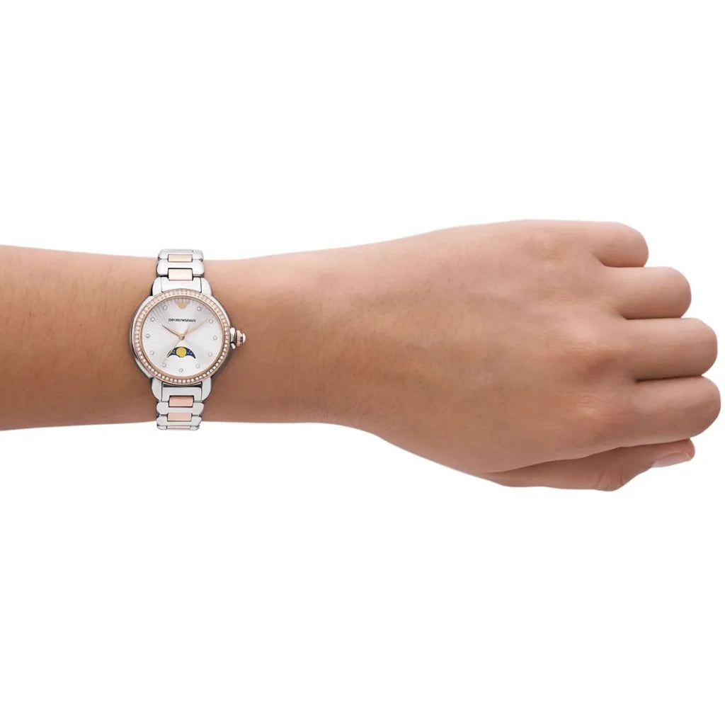 Emporio Armani AR11567 Women’s Watch – Mia Collection Two-Tone Stainless Steel (Silver & Rose Gold) 32mm Elegant Design