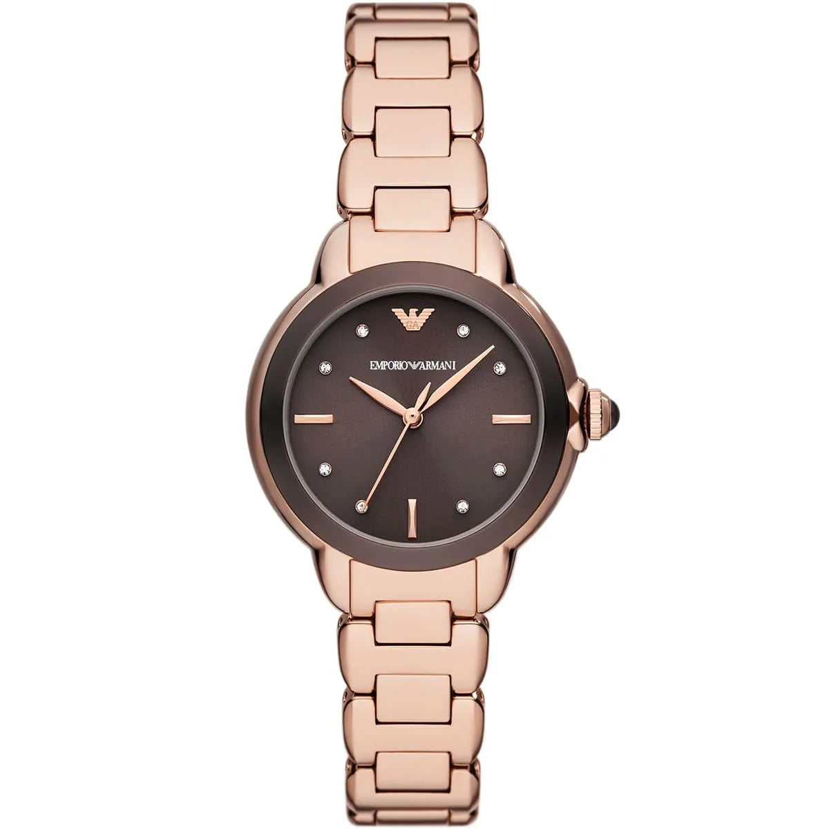 Emporio Armani AR11570 Women’s Watch – Mia Collection Rose Gold Stainless Steel with Brown Dial 32mm Elegant Design