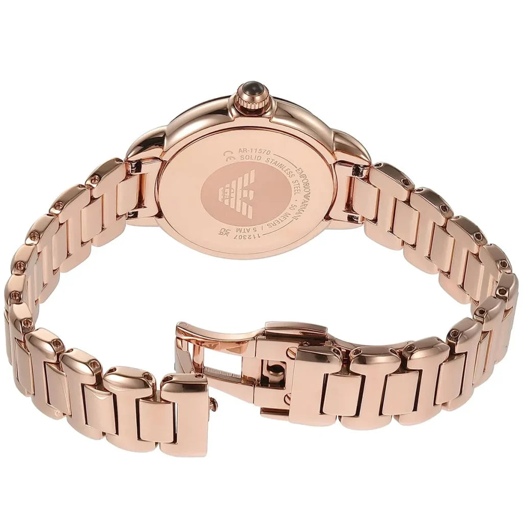 Emporio Armani AR11570 Women’s Watch – Mia Collection Rose Gold Stainless Steel with Brown Dial 32mm Elegant Design