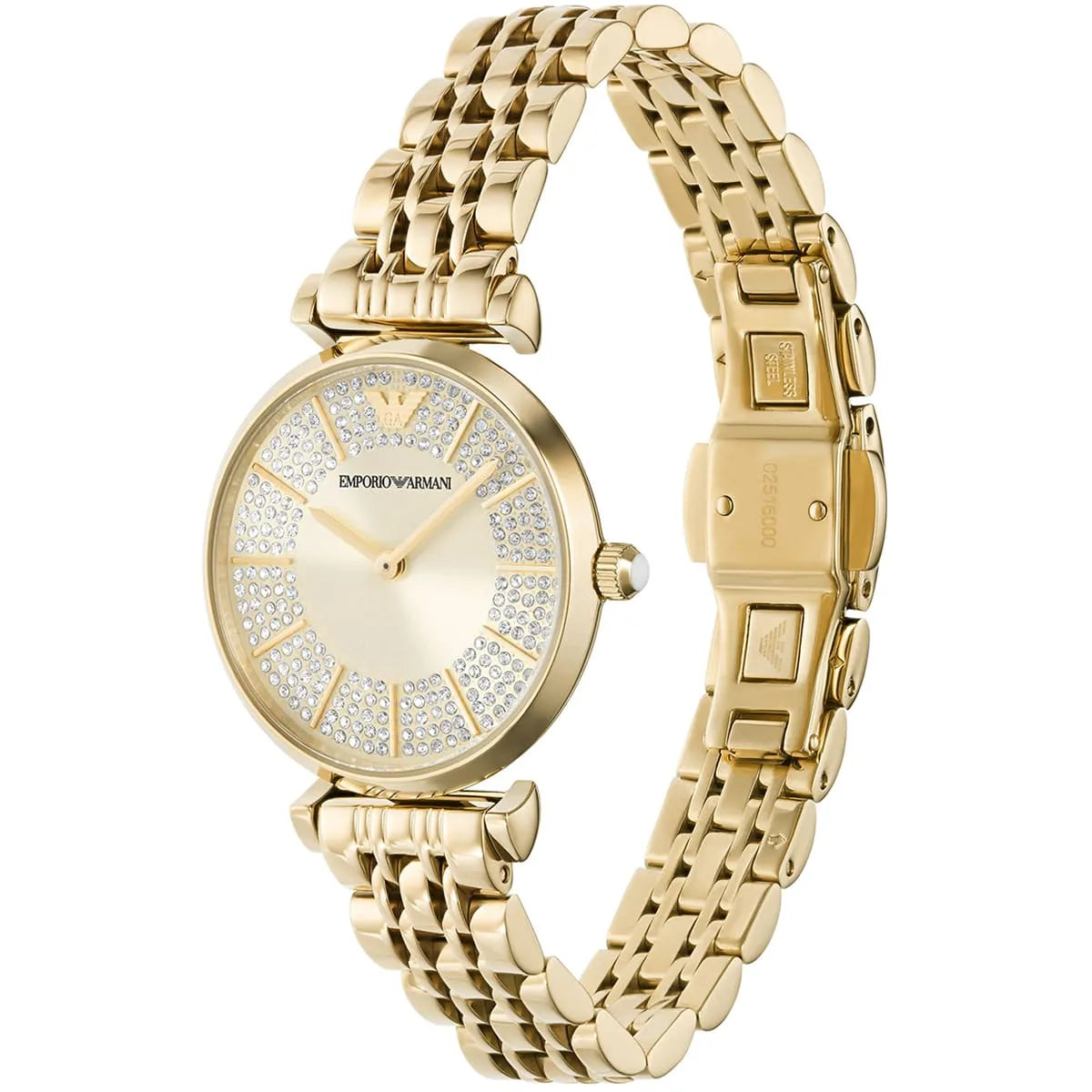 Emporio Armani Gianni T-Bar Women’s Gold Stainless Steel Watch with Silver Dial – AR11608Elegant and refined, the Emporio Armani Gianni T-Bar women’s watch is a perfect expression of timeless luxury.
