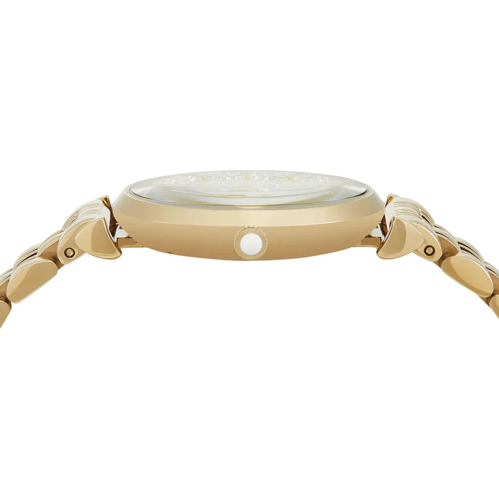 Emporio Armani Gianni T-Bar Women’s Gold Stainless Steel Watch with Silver Dial – AR11608Elegant and refined, the Emporio Armani Gianni T-Bar women’s watch is a perfect expression of timeless luxury.