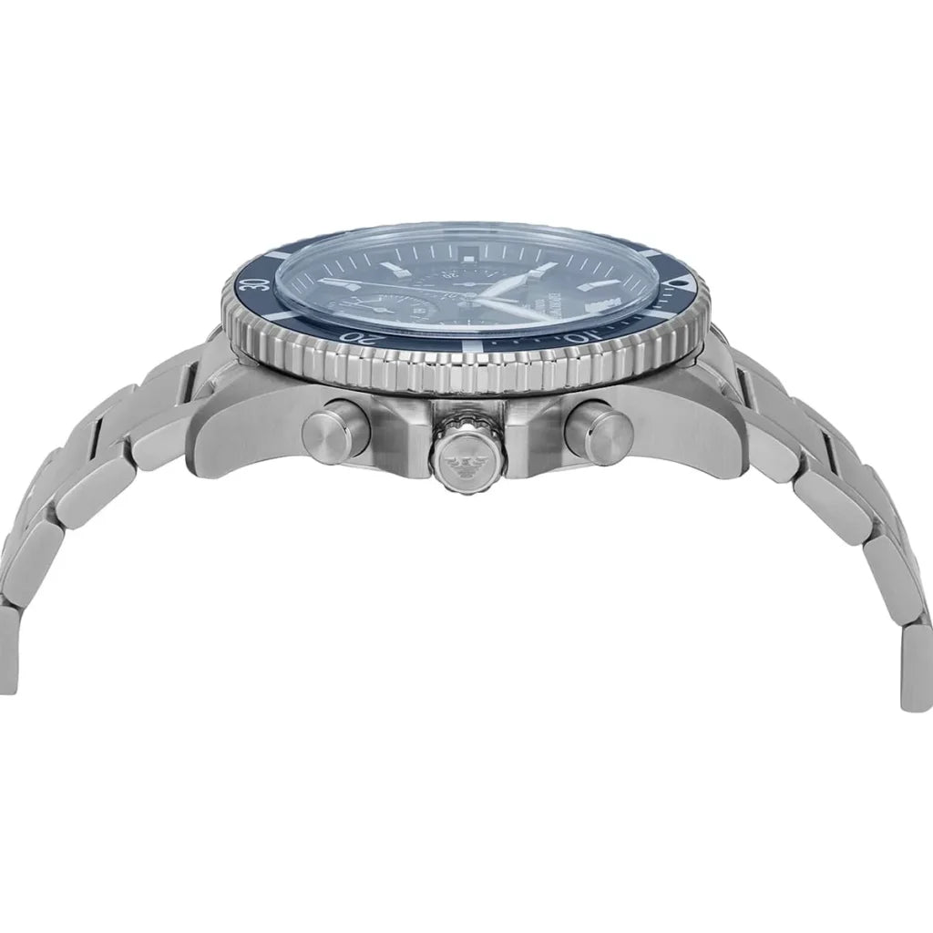 Emporio Armani World Explorer Men's Quartz Watch AR11681 – 43 mm, Blue Dial & Silver Stainless Steel Bracelet