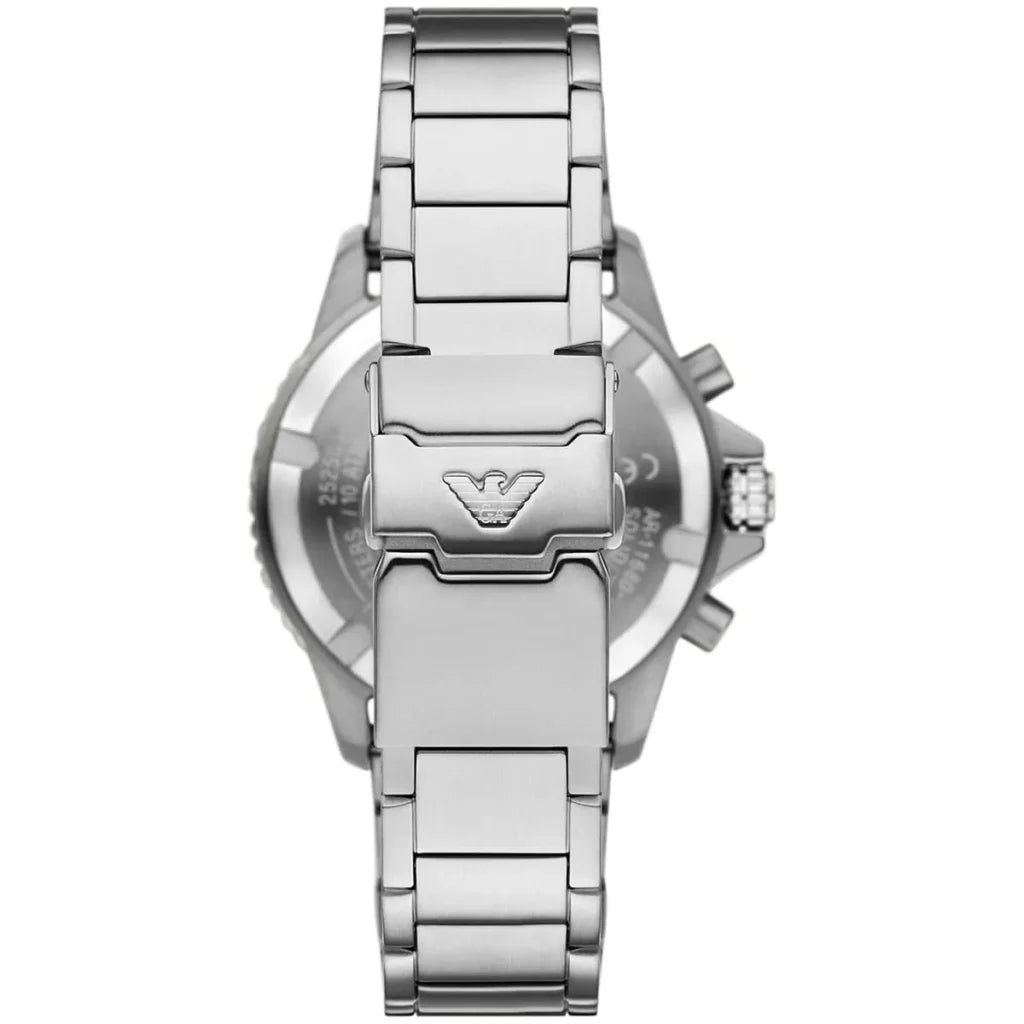 Emporio Armani World Explorer Men's Quartz Watch AR11681 – 43 mm, Blue Dial & Silver Stainless Steel Bracelet