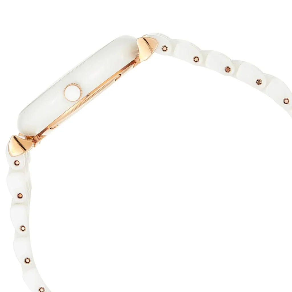 Emporio Armani Gianni T-Bar AR1486 Women’s Watch – White Ceramic Strap White Dial Elegant Luxury Fashion Watch